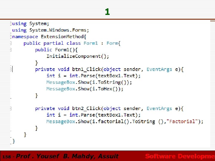 1 158 - Prof. Yousef B. Mahdy, Assuit Software Developmen Software Developme 