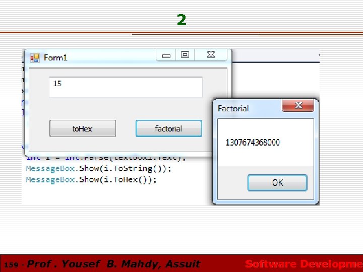 2 159 - Prof. Yousef B. Mahdy, Assuit Software Developmen Software Developme 