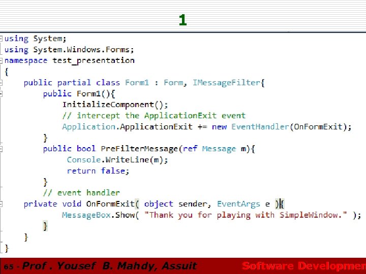 1 65 - Prof. Yousef B. Mahdy, Assuit Software Developmen 