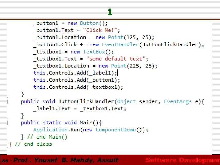 1 86 - Prof. Yousef B. Mahdy, Assuit Software Developmen 