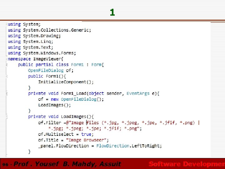 1 96 - Prof. Yousef B. Mahdy, Assuit Software Developmen 