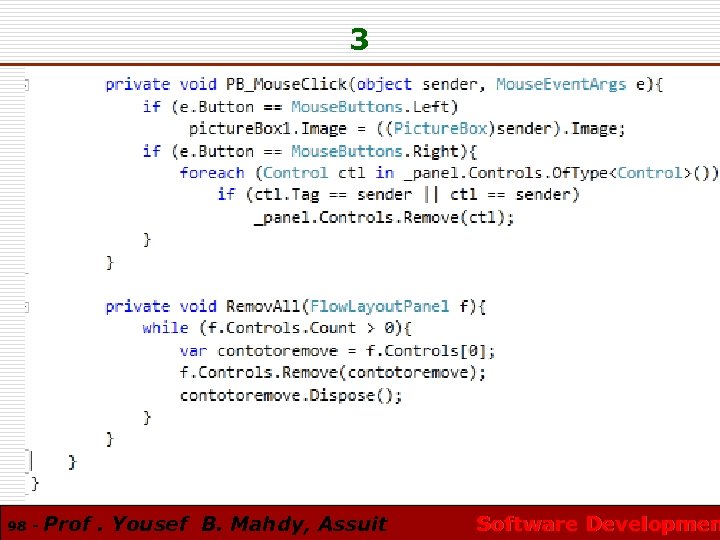 3 98 - Prof. Yousef B. Mahdy, Assuit Software Developmen 