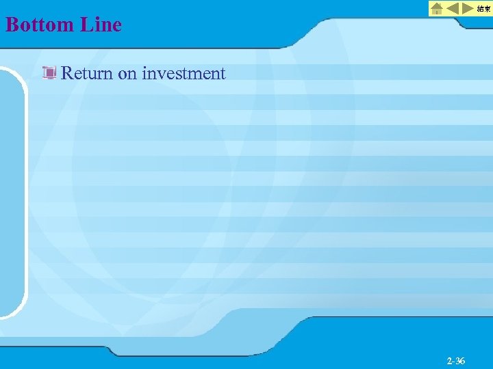 結束 Bottom Line Return on investment 2 -36 