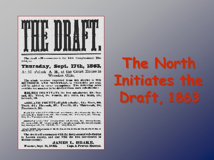 The North Initiates the Draft, 1863 