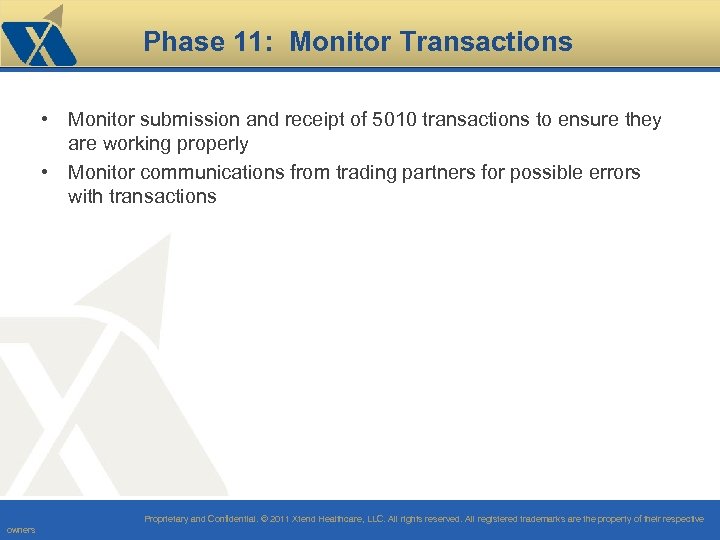 Phase 11: Monitor Transactions • Monitor submission and receipt of 5010 transactions to ensure