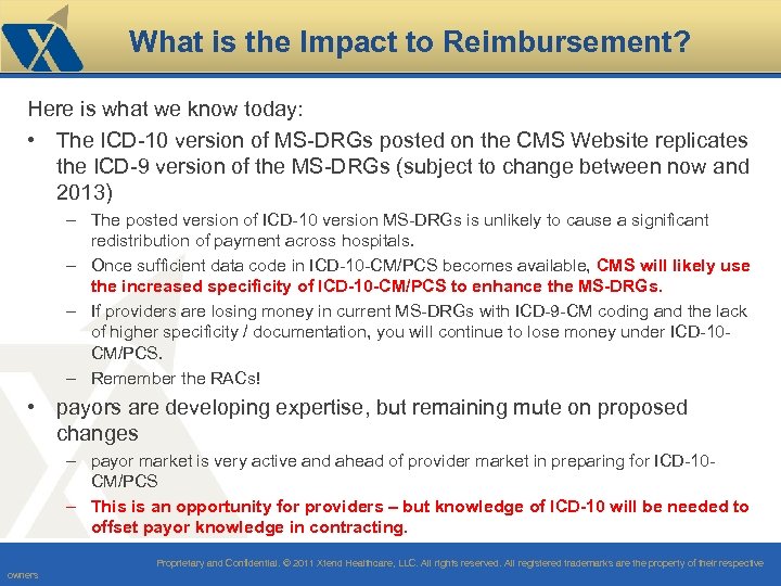 What is the Impact to Reimbursement? Here is what we know today: • The