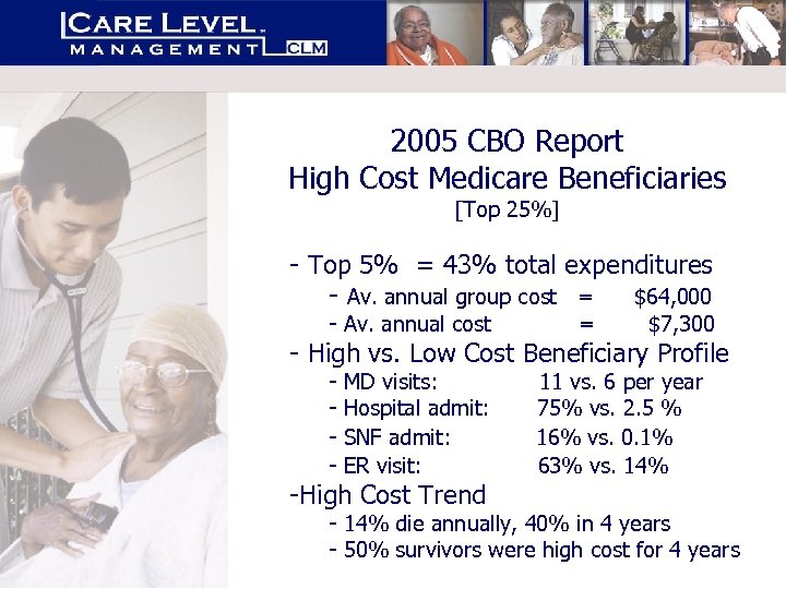 2005 CBO Report High Cost Medicare Beneficiaries [Top 25%] - Top 5% = 43%