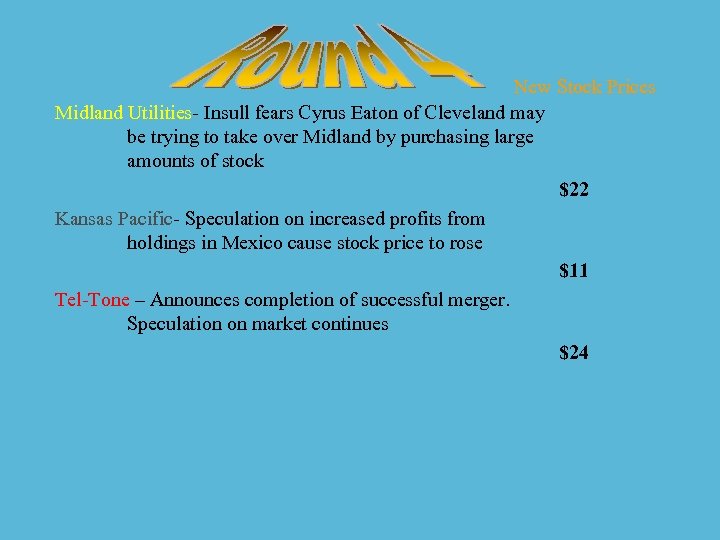 New Stock Prices Midland Utilities- Insull fears Cyrus Eaton of Cleveland may be trying