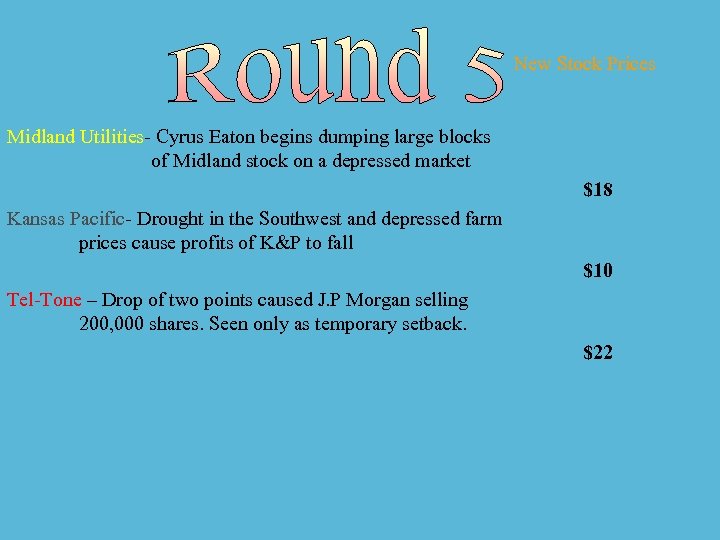 New Stock Prices Midland Utilities- Cyrus Eaton begins dumping large blocks of Midland stock