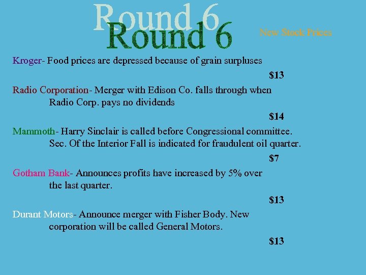 New Stock Prices Kroger- Food prices are depressed because of grain surpluses $13 Radio