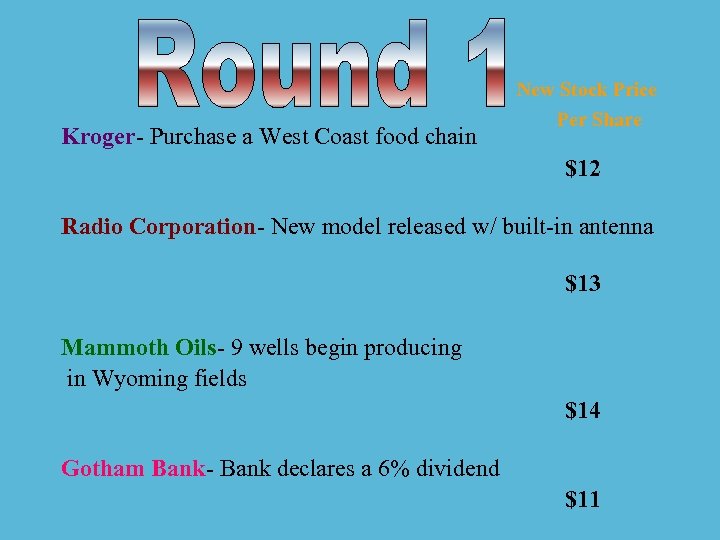 Kroger- Purchase a West Coast food chain New Stock Price Per Share $12 Radio