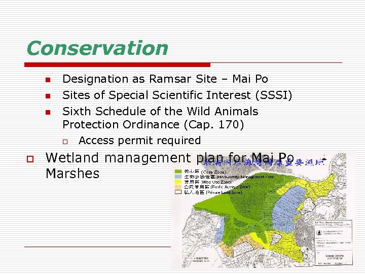Conservation n o Designation as Ramsar Site – Mai Po Sites of Special Scientific