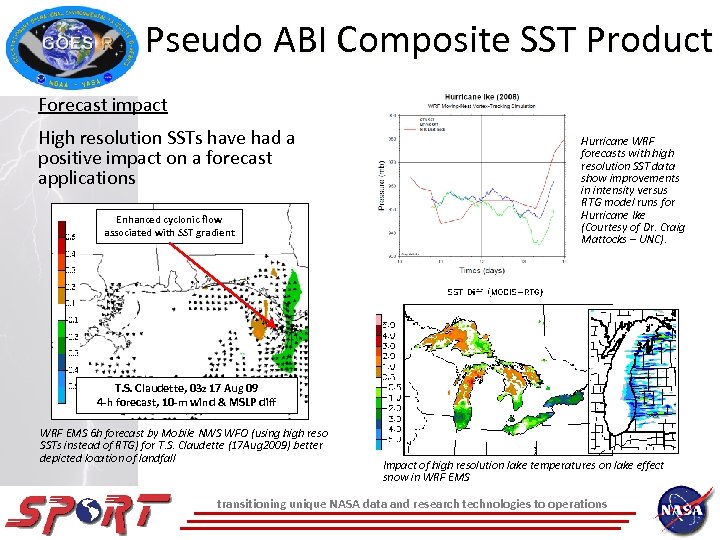 Pseudo ABI Composite SST Product Forecast impact High resolution SSTs have had a positive