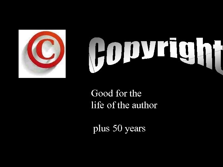 Good for the life of the author plus 50 years 