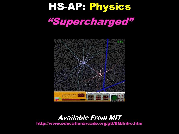 HS-AP: Physics “Supercharged” Available From MIT http: //www. educationarcade. org/gtt/EM/Intro. htm © 2004 Marc