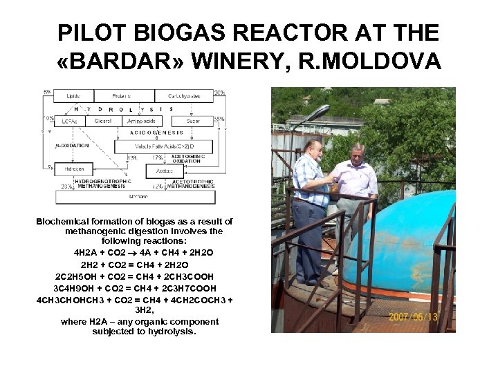 PILOT BIOGAS REACTOR AT THE «BARDAR» WINERY, R. MOLDOVA Biochemical formation of biogas as
