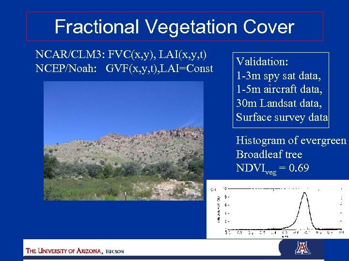 Fractional Vegetation Cover NCAR/CLM 3: FVC(x, y), LAI(x, y, t) NCEP/Noah: GVF(x, y, t),