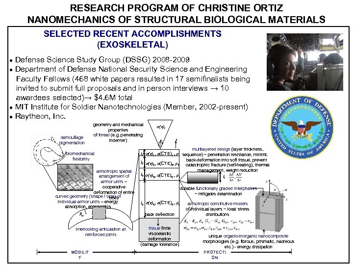 RESEARCH PROGRAM OF CHRISTINE ORTIZ NANOMECHANICS OF STRUCTURAL BIOLOGICAL MATERIALS SELECTED RECENT ACCOMPLISHMENTS (EXOSKELETAL)