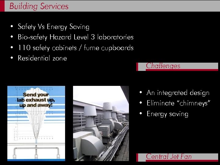 Building Services • • Safety Vs Energy Saving Bio-safety Hazard Level 3 laboratories 110