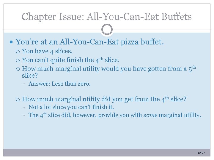 Chapter Issue: All-You-Can-Eat Buffets You’re at an All-You-Can-Eat pizza buffet. You have 4 slices.