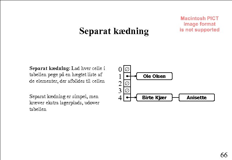 Separat kædning: Lad hver celle i tabellen pege på en hægtet liste af de
