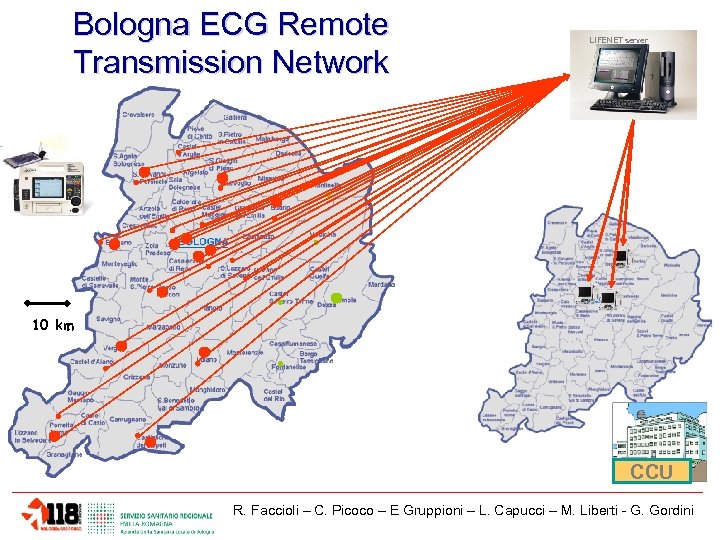 Bologna ECG Remote Transmission Network LIFENET server 10 km CCU R. Faccioli – C.