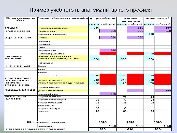 Основные положения учебного плана