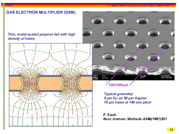GEM F. Sauli-Short Courses-IEEE-NSS 2002 -PART 2 GAS ELECTRON MULTIPLIER (GEM) Thin, metal-coated polymer