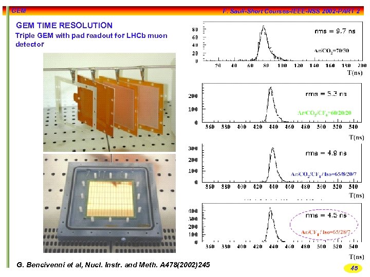GEM F. Sauli-Short Courses-IEEE-NSS 2002 -PART 2 GEM TIME RESOLUTION Triple GEM with pad