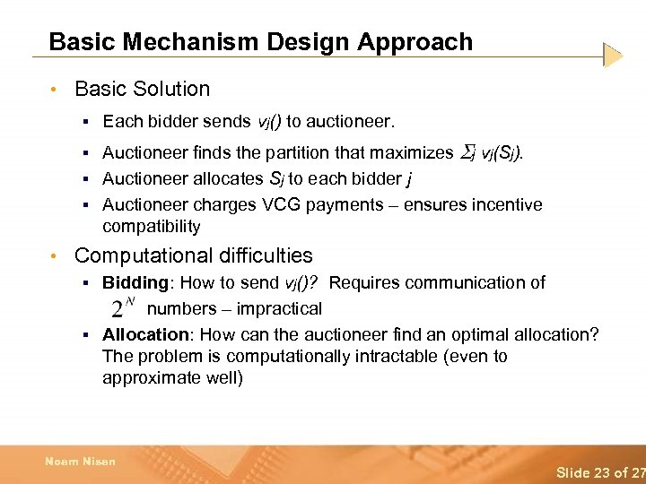 Basic Mechanism Design Approach • Basic Solution § Each bidder sends vj() to auctioneer.