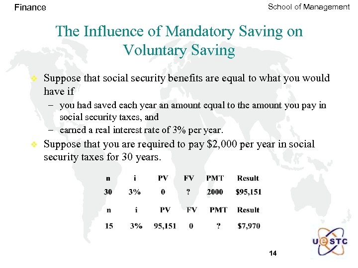 Finance School of Management The Influence of Mandatory Saving on Voluntary Saving v Suppose