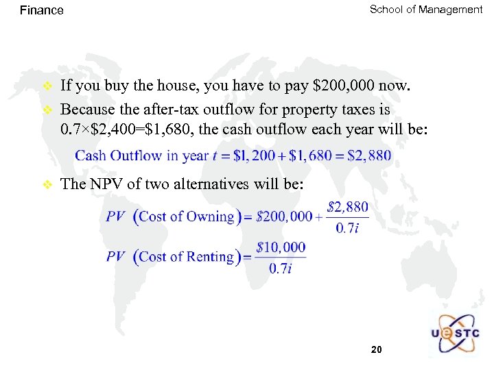 Finance School of Management v If you buy the house, you have to pay