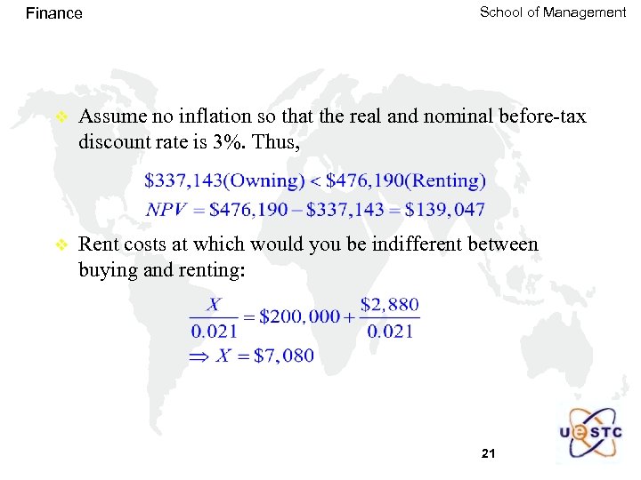 Finance School of Management v Assume no inflation so that the real and nominal