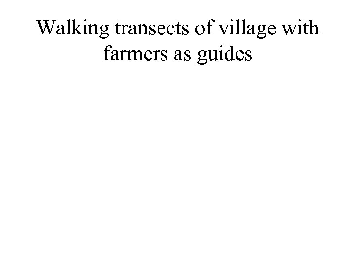 Walking transects of village with farmers as guides 