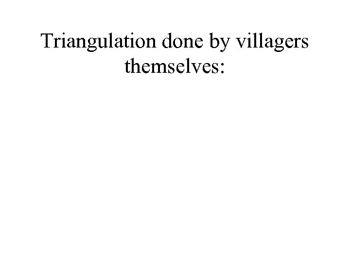Triangulation done by villagers themselves: 