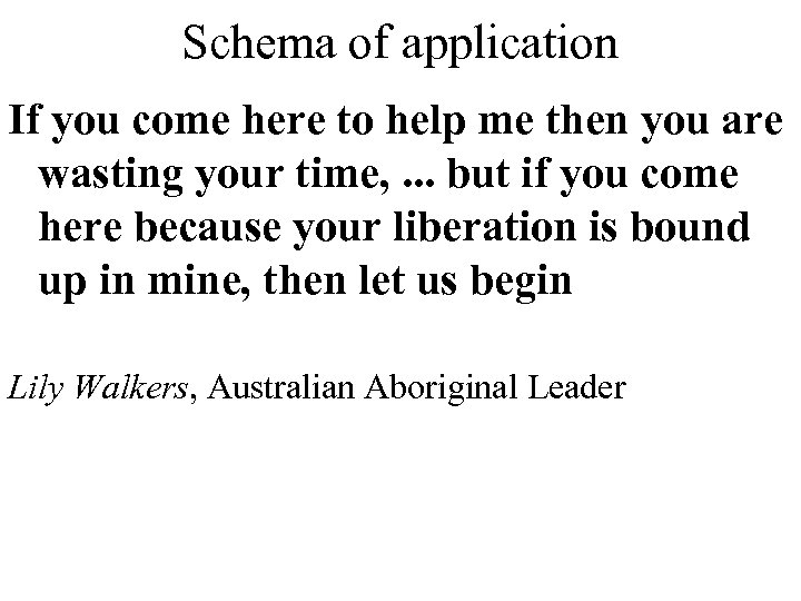 Schema of application If you come here to help me then you are wasting