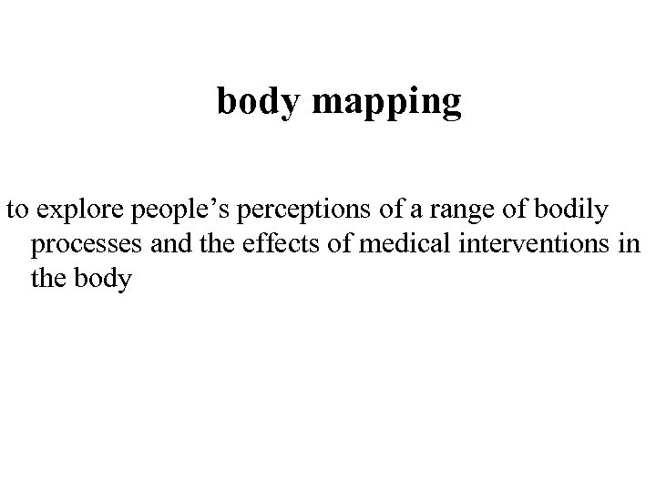 body mapping to explore people’s perceptions of a range of bodily processes and the