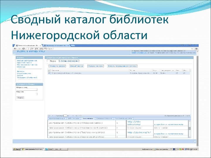 Сводный каталог библиотек Нижегородской области 