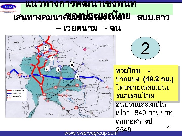แนวทางการพฒนาเชงพนท ของประเทศไทย สปป. ลาว เสนทางคมนาคมเชอมโยงไทย – เวยดนาม - จน 2 6 หวยโกน ปากแบง (49.