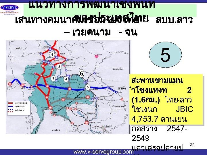 แนวทางการพฒนาเชงพนท ของประเทศไทย สปป. ลาว เสนทางคมนาคมเชอมโยงไทย – เวยดนาม - จน 5 6 สะพานขามแมน ำโขงแหงท 2
