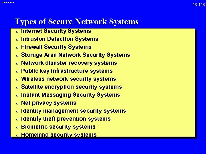 3/17/2018 20: 46 Types of Secure Network Systems 0 Internet Security Systems 0 Intrusion