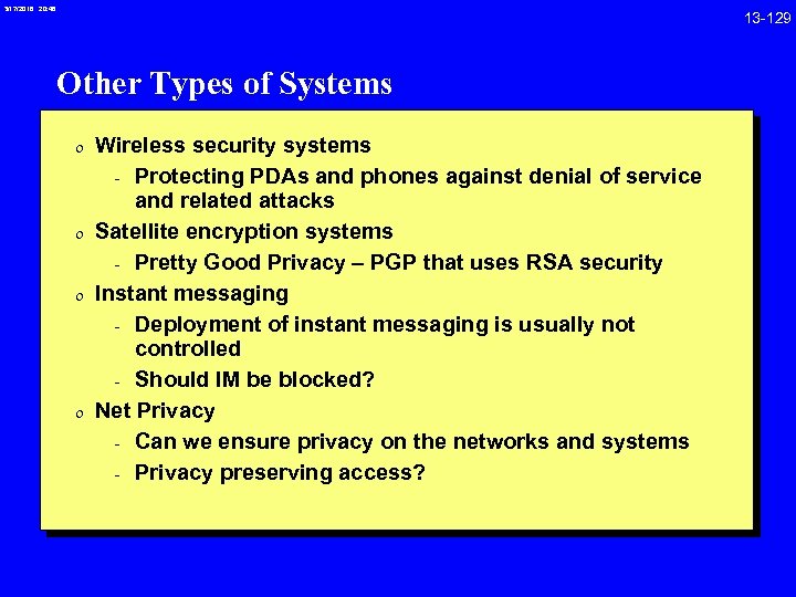3/17/2018 20: 46 Other Types of Systems 0 Wireless security systems - Protecting PDAs