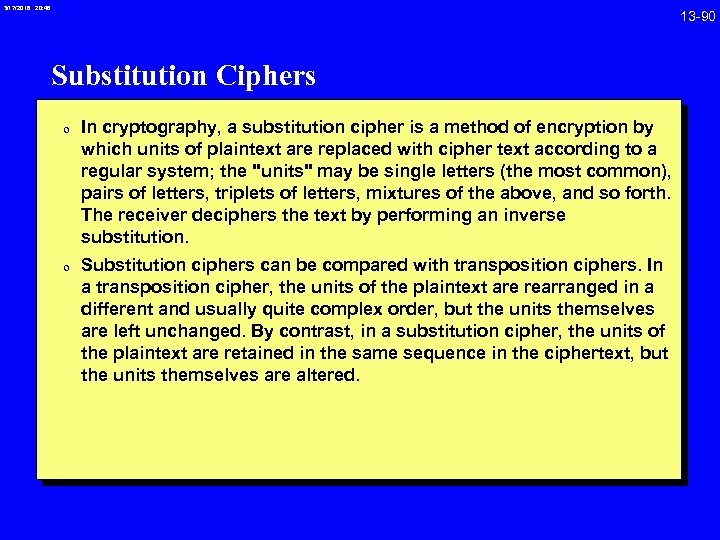 3/17/2018 20: 46 Substitution Ciphers 0 In cryptography, a substitution cipher is a method