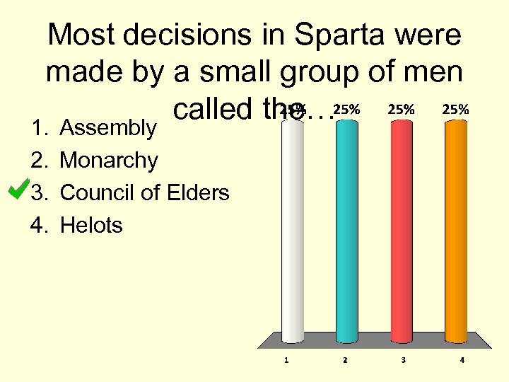 Most decisions in Sparta were made by a small group of men called the…