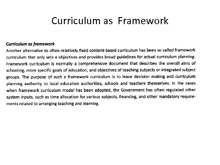 Curriculum as Framework 