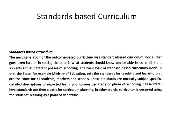 Standards-based Curriculum 