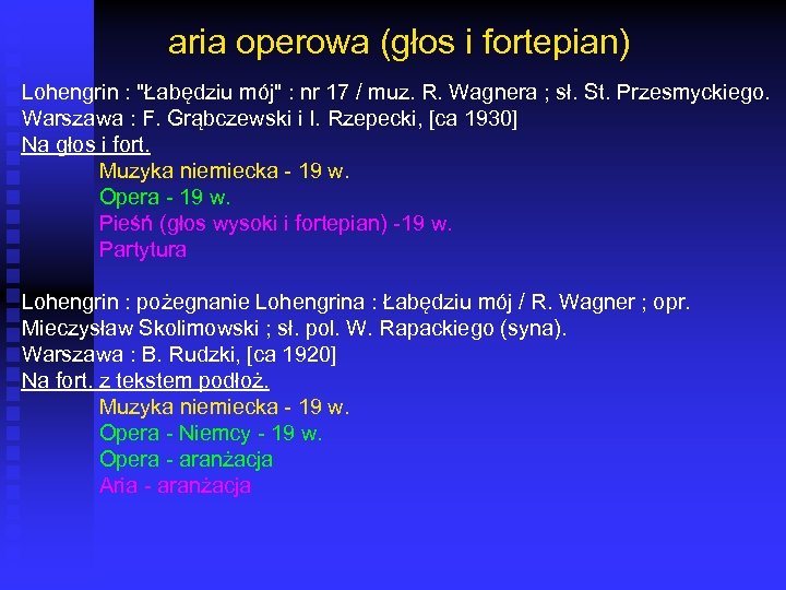 aria operowa (głos i fortepian) Lohengrin : 