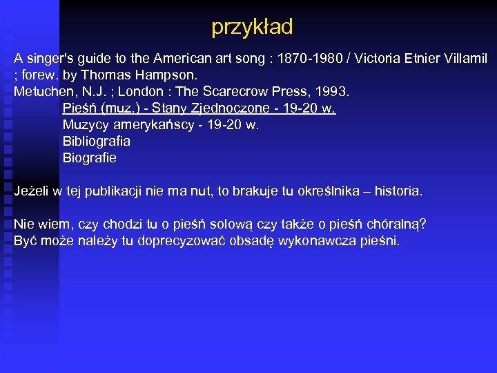 przykład A singer's guide to the American art song : 1870 -1980 / Victoria