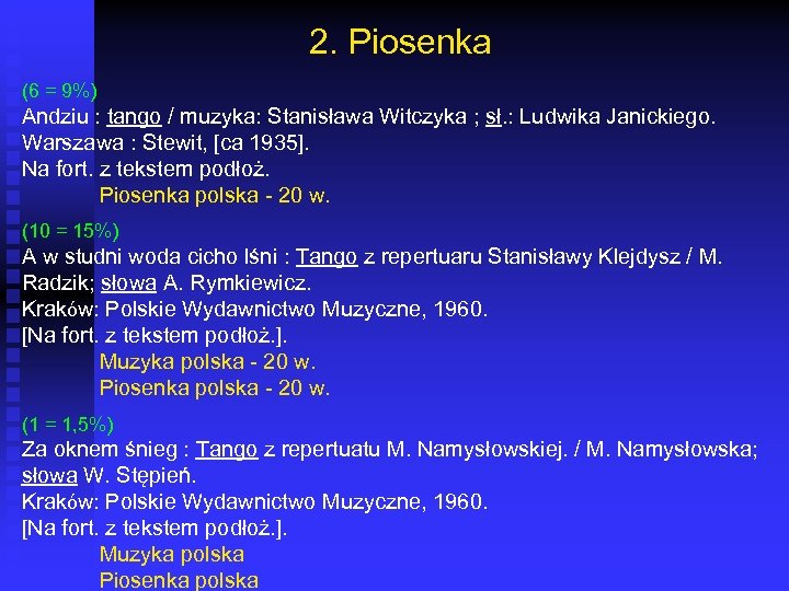2. Piosenka (6 = 9%) Andziu : tango / muzyka: Stanisława Witczyka ; sł.