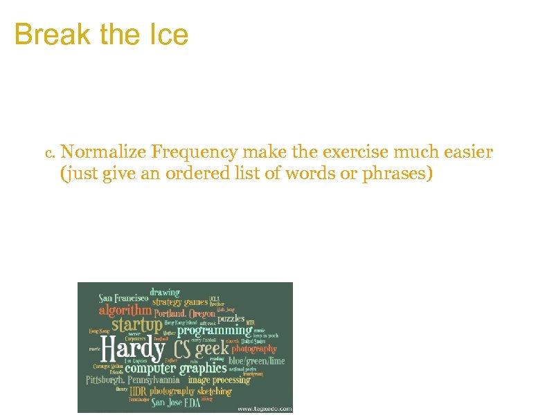 Break the Ice a. At the beginning of the school year, ask each student